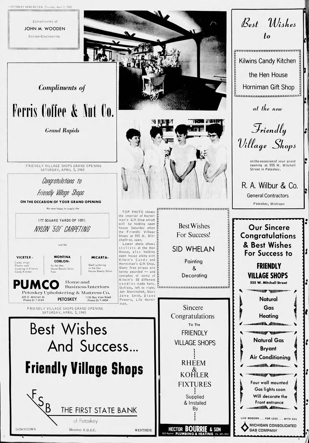 Friendly Village Shops - Apr 1 1965 Ads (newer photo)